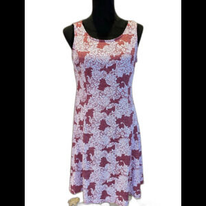 Perceptions Womans Size Petite Medium Fit & Flare Red /Cream Dress Summer Cruise
